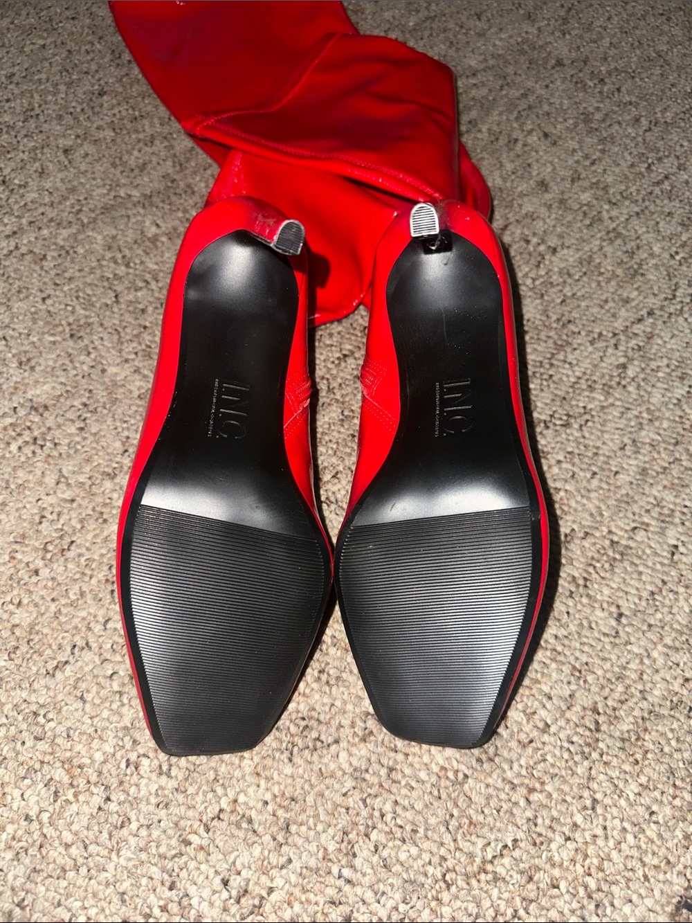 INC International Concepts Red Patent Over-the-Knee Stiletto Boots - Picture 2 of 2
